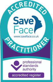 Save Face Accredited Practitioner badge - Professional Standards Authority accredited register.